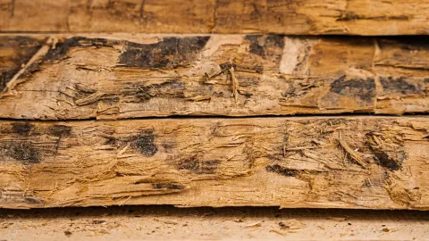 Lähikuva paksuista puulaudoista.