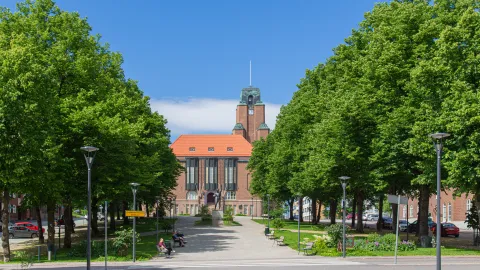 Kesäinen kuva Lahden kaupungintalosta.